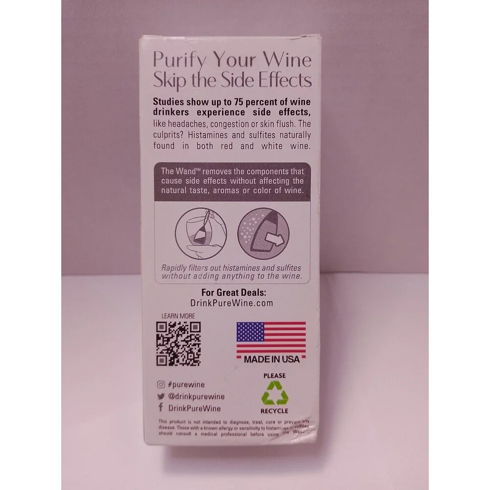 PureWine The Wand Wine Purifier 8-Pack Silver New Sealed No More Headaches